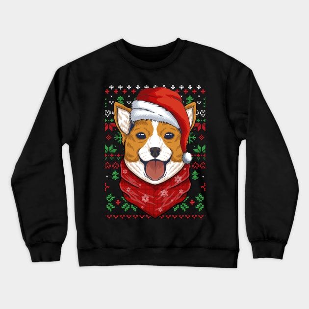 Ugly Christmas Corgi Santa Costume Corgi Christmas Gift Crewneck Sweatshirt by Eleganto4Tee